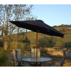 9' Outdoor Patio Umbrella with Hand Crank and Tilt - Black and Brown   